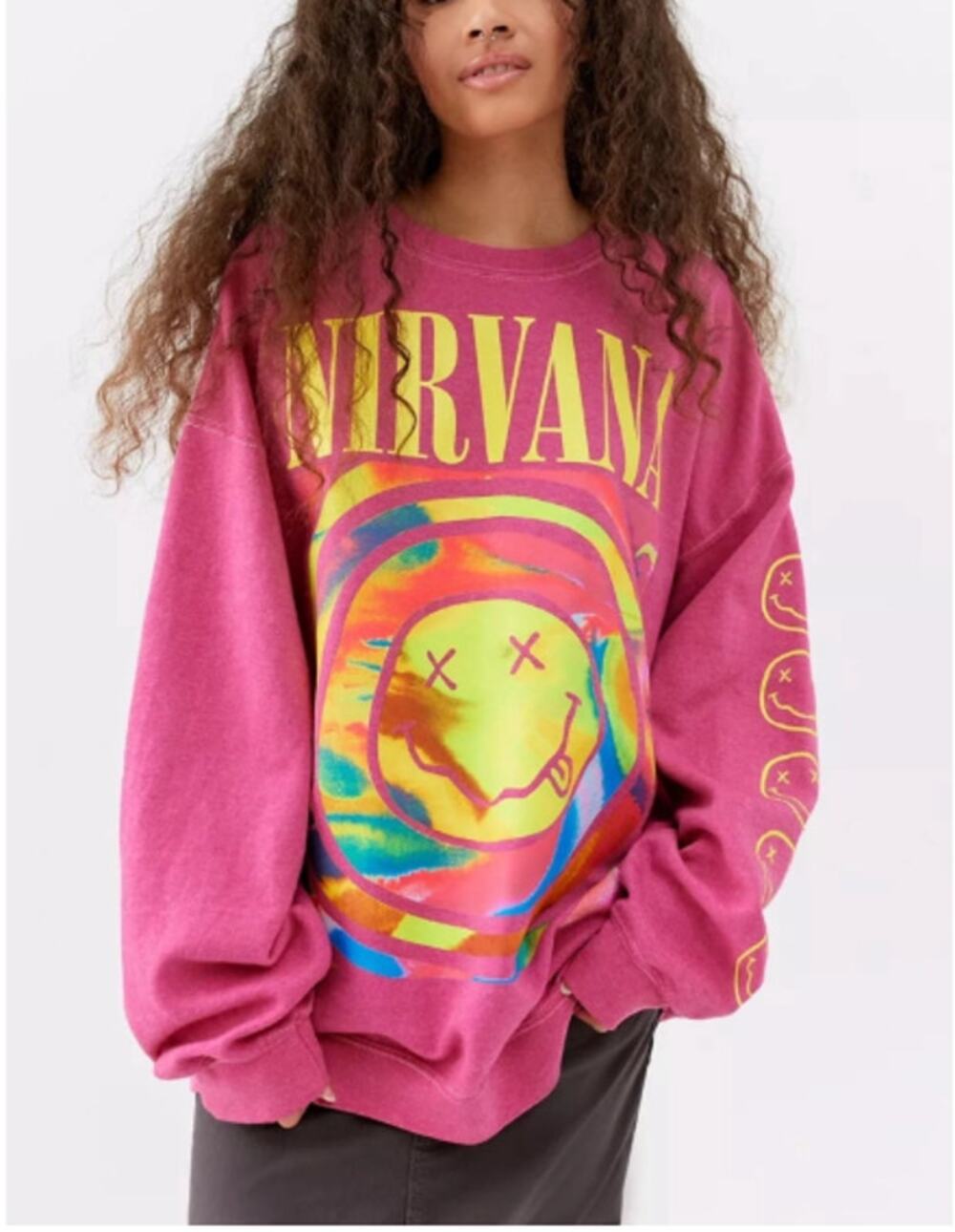 Urban Outfitters Women's X Nirvana Smiley Face Crew Neck Sweatshirt Size S/M